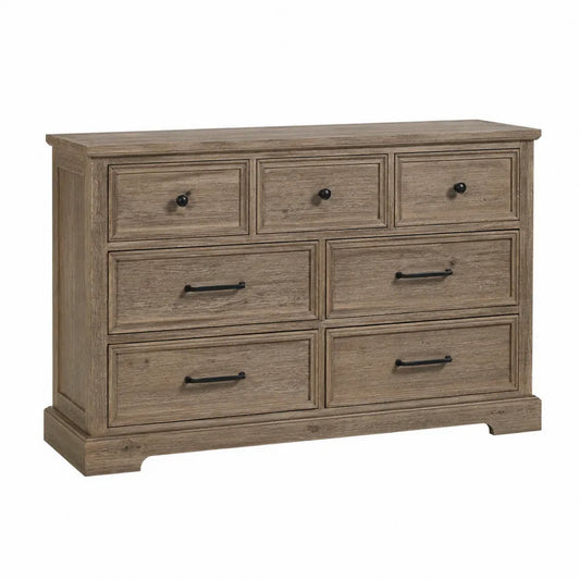 Cassettiera in legno di rovere chiaro con 7 cassetti