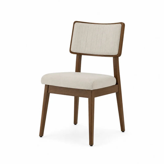 Sedia da pranzo in legno e tessuto poliestere beige