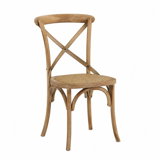 Sedia in legno con seduta in rattan